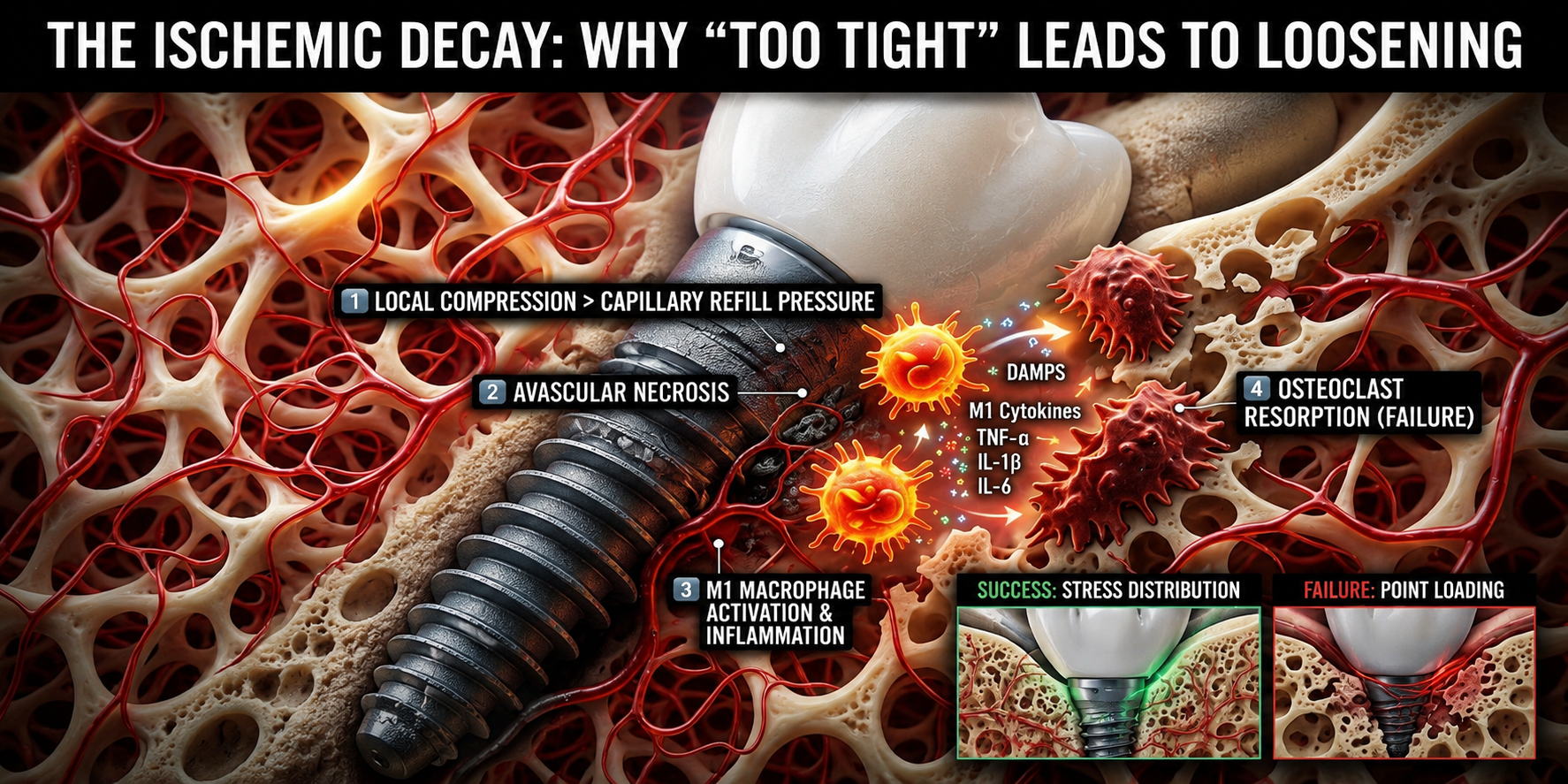 When “Perfectly Tight” Dental Implants Fail The Hidden Role of Ischemic Bone Resorption and Osteoimmune Dysfunction When “Perfectly Tight” Dental Implants Fail The Hidden Role of Ischemic Bone Resorption and Osteoimmune Dysfunction